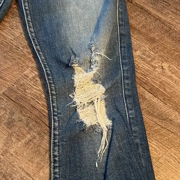 7 For All Mankind Distressed Skinny Jeans Sz 26 Raw Hem Stretch Denim - Picture 7 of 12